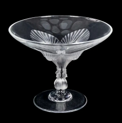 Lalique French Lalique Crystal Virginia Design Footed Bowl Coupe - 3051966