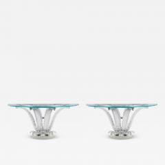 Lalique Lalique France a Magnificent Pair of Crystal Cactus Console Tables - 3074853