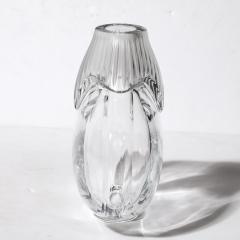 Lalique Mid Century Modernist Come Patterned Glass Vase Signed Lalique - 3473850