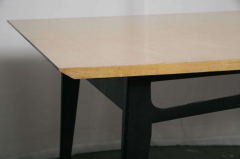 Laminated beech top and black lacquered wood base with brass tipped legs  - 2955173