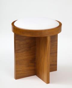 Lance Thompson Custom Made to Order Solid Walnut Stool with Linen Inset Cushioned Top - 2458582