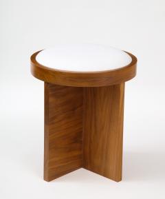 Lance Thompson Custom Made to Order Solid Walnut Stool with Linen Inset Cushioned Top - 2458584