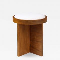 Lance Thompson Custom Made to Order Solid Walnut Stool with Linen Inset Cushioned Top - 2460274