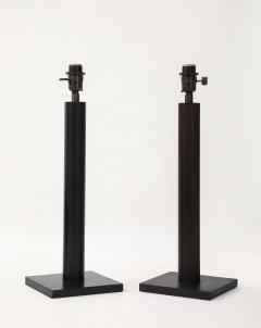Lance Thompson Lance Thompson Bronze Patina Custom Made Metal Column Lamps Custom Silk Shade - 4235927