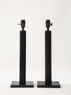 Lance Thompson Lance Thompson Bronze Patina Custom Made Metal Column Lamps Custom Silk Shade - 4235929
