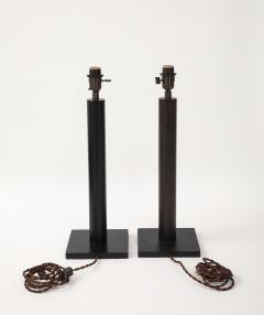 Lance Thompson Lance Thompson Bronze Patina Custom Made Metal Column Lamps Custom Silk Shade - 4235930