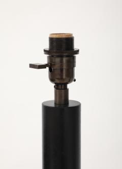 Lance Thompson Lance Thompson Bronze Patina Custom Made Metal Column Lamps Custom Silk Shade - 4235931