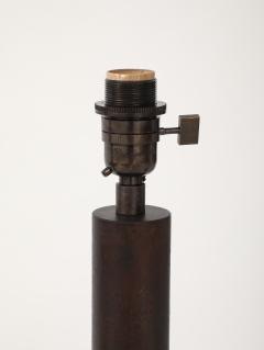 Lance Thompson Lance Thompson Bronze Patina Custom Made Metal Column Lamps Custom Silk Shade - 4235933