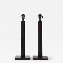 Lance Thompson Lance Thompson Bronze Patina Custom Made Metal Column Lamps Custom Silk Shade - 4236708