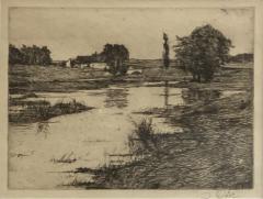 Landscape two small black and white ink on paper 1920s - 3633177