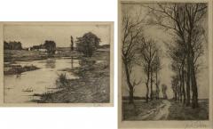 Landscape two small black and white ink on paper 1920s - 3633194