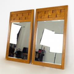 Lane Brutalist Mid Century Oak Mirror Pair - 2355652