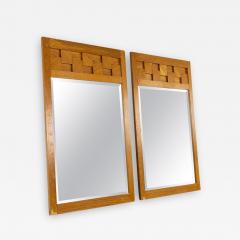 Lane Brutalist Mid Century Oak Mirror Pair - 2367532