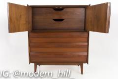 Lane First Edition Mid Century Walnut Gentlemans Chest Highboy Dresser - 2578457