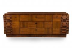 Lane Furniture Mid Century American Mahogany 9 Drawer Staccato Brutalist Lowboy - 4633735