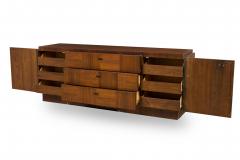 Lane Furniture Mid Century American Mahogany 9 Drawer Staccato Brutalist Lowboy - 4633739