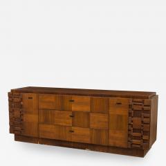 Lane Furniture Mid Century American Mahogany 9 Drawer Staccato Brutalist Lowboy - 4683126