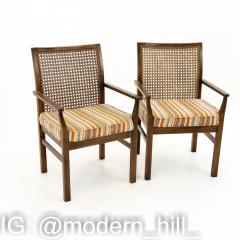 Lane Mid Century Brutalist Walnut and Cane Back Dining Chairs Set of 6 - 1870098