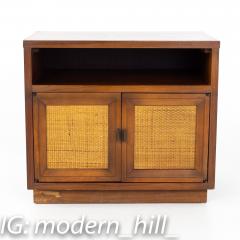 Lane Mid Century Walnut and Cane Plinth Base Nightstand - 2354706