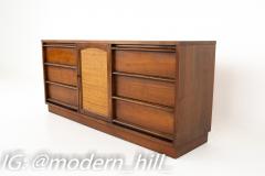 Lane Rhythm Mid Century 9 Drawer Cane Front Lowboy Dresser on Plinth Base - 1871985