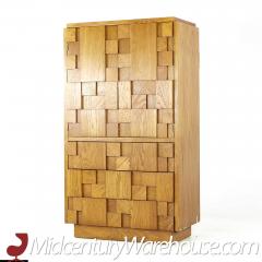 Lane Staccato Brutalist Mid Century Oak Armoire - 3687869