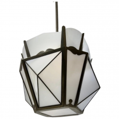 Lantern in Nickel plated Steel and Opaline glass 1930 - 4017858