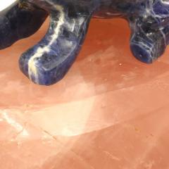 Lapis Frog on Pink Quartz - 4195559