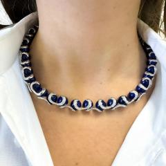 Lapis Lazuli Ball and Diamond 18K White Gold Choker Necklace Signed BIBIGI - 4045500