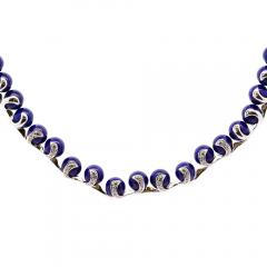 Lapis Lazuli Ball and Diamond 18K White Gold Choker Necklace Signed BIBIGI - 4045524