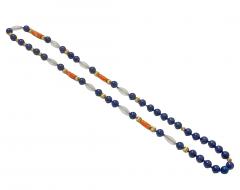 Lapis Lazuli Rock Crystal and 14K Gold Necklace - 4503009