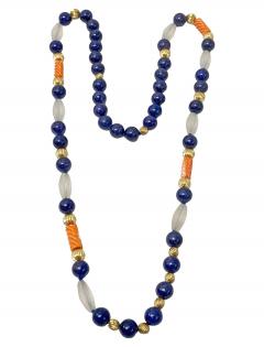 Lapis Lazuli Rock Crystal and 14K Gold Necklace - 4503010