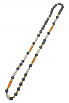Lapis Lazuli Rock Crystal and 14K Gold Necklace - 4503011