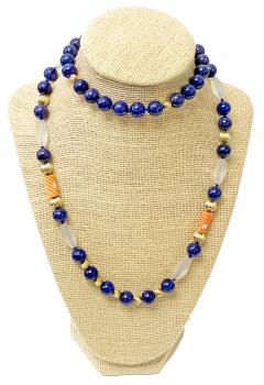 Lapis Lazuli Rock Crystal and 14K Gold Necklace - 4503012