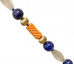 Lapis Lazuli Rock Crystal and 14K Gold Necklace - 4503013
