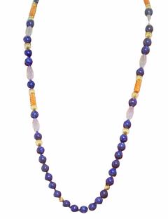Lapis Lazuli Rock Crystal and 14K Gold Necklace - 4503014