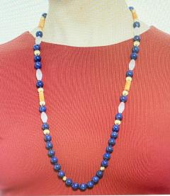 Lapis Lazuli Rock Crystal and 14K Gold Necklace - 4503016