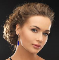 Lapis and Diamond Long Drop Earrings - 2622260