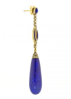 Lapis and Diamond Long Drop Earrings - 2622261