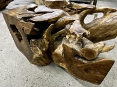 Laquered Teak Root Coffee Side Table With Safety Glass Plate Indonesia 2022 - 3657530
