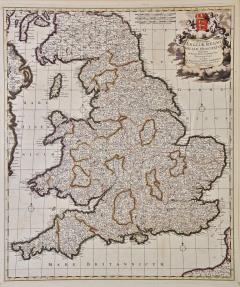 Large 17th Century Hand Colored Map of England and the British Isles by de Wit - 2777212