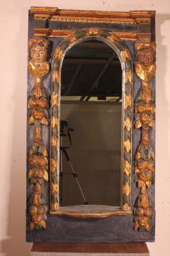 Large 17th Century Spanish Mirror In Polychrome Wood - 3195451