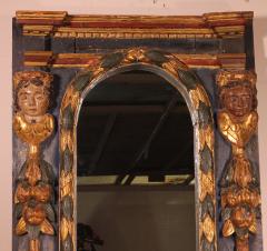 Large 17th Century Spanish Mirror In Polychrome Wood - 3195453