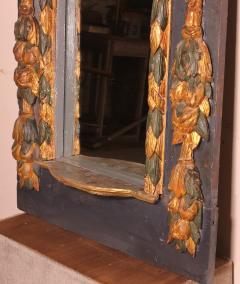 Large 17th Century Spanish Mirror In Polychrome Wood - 3195460