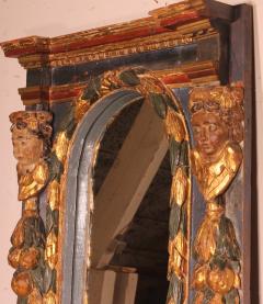 Large 17th Century Spanish Mirror In Polychrome Wood - 3195461