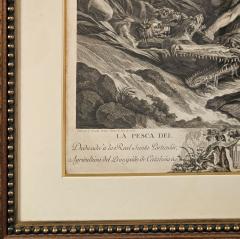 Large 18th Century Engraving of the New World Alligator Hunt  - 3700937