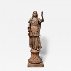 Large 18th century highly decorative life size carved oak figure - 4775702