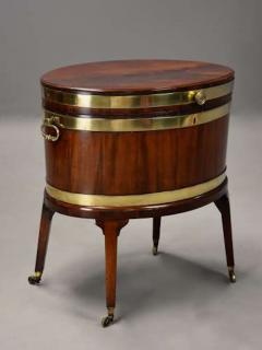 Large 18thc mahogany brass bound oval cellarette of fine patina - 4806077
