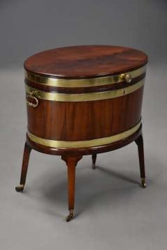 Large 18thc mahogany brass bound oval cellarette of fine patina - 4806090
