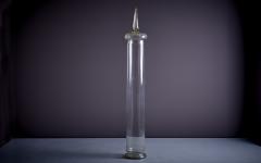 Large 1920s Glass Pillar with Delicate Floral Engravings - 3230835