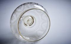 Large 1920s Glass Pillar with Delicate Floral Engravings - 3230836